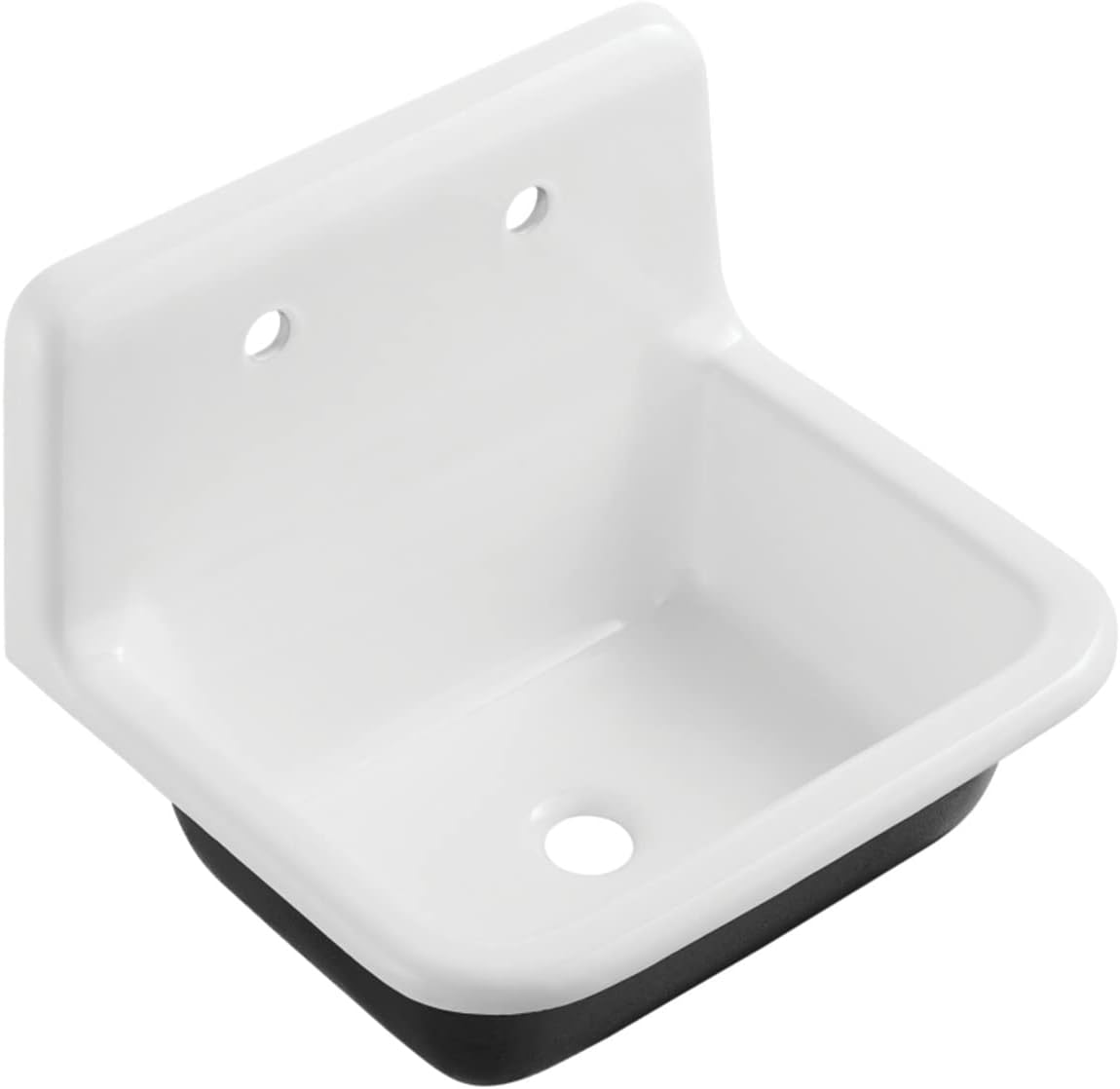 Gourmetier GCLWS22187 Petra Galley 22" x 18" Cast Iron Wall Mount Utility Sink, White