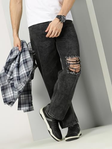 Image of THIRD QUADRANT Baggy Jeans for Men || Khaki Jeans || Jean Pant for man (in, Numeric, 30, Regular, Khakhi)