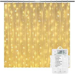 Solhice Fairy Lights for Shower Curtain, 72 x 72 Inches Battery Operated Waterproof Christmas Curtain String Lights with 10 Hooks for Bathroom, 180 LEDs Indoor Outdoor Decor (NO Curtain)