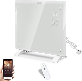 Electric Glass Panel Heater, Electrical Convection Heating WiFi Smart Heater, Adjustable 3 Heat Settings with Thermostat, APP/Remote Control Radiator, Energy Efficient, Wall Mounted Or Free Standing