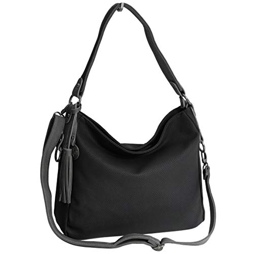 Jennifer Jones - präsentiert von ZMOKA JJO-DHAT-3127-BK - Bolso al Hombro para Mujer Negro Negro Talla única