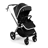 Kidnort Isbjörn Kinderbuggy ab Geburt bis 22 kg, klappbar mit Liegefunktion, umsetzbare Sitzeinheit, große EVA Räder mit Allradfederung, verstellbare Rückenlehne Schwarz