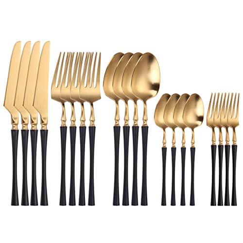 Couverts dorés et noirs élégants en inox pour réception et mariage