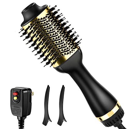 Hair Dryer Brush Blow Dryer Brush in One, One-Step Hair Dryer and Volumizer Hot Air Brush, Professional Brush Hair Dryer, Ceramic Coating and Negative Ion Hair Dryer Brush with ALCI Safety Plug.Gold