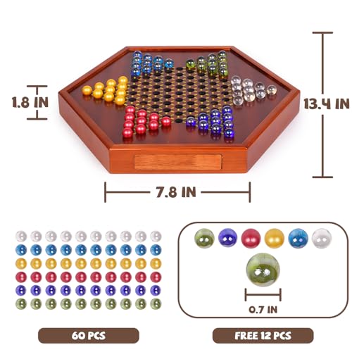 Juego de mesa Chino de 15 pulgadas con 72 canicas de vidrio miniatura 6