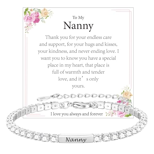 Aretas Mothers Day Gifts Nannys Bracelets for Nanny Women Ladies Her Best Nanny to be Gifts Ideas Personalised Birthday Silver Charm Bracelets Jewellery Present from Grandkids Grandchildren