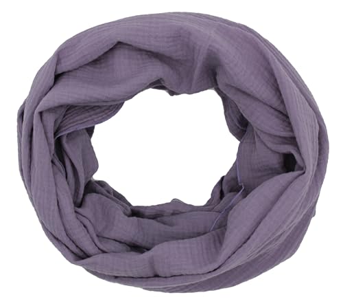 Musselin Loop Schal Schlauchschal 100% feine Baumwolle Damenhalstuch Halstuch Damen Frauen Frühling Herbst ca.160 x 70 cm (Lavendel)