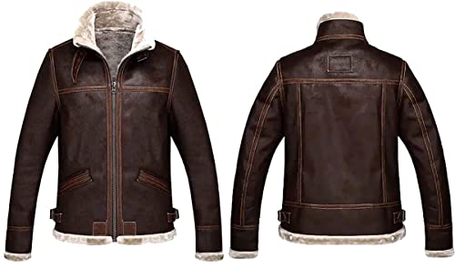 Fashions Hyped Resident Evil 4 Leon Kennedy - Chaqueta de piel de oveja, color marrón, Marrón - Resident Evil Bomber - Chaqueta para hombre, S