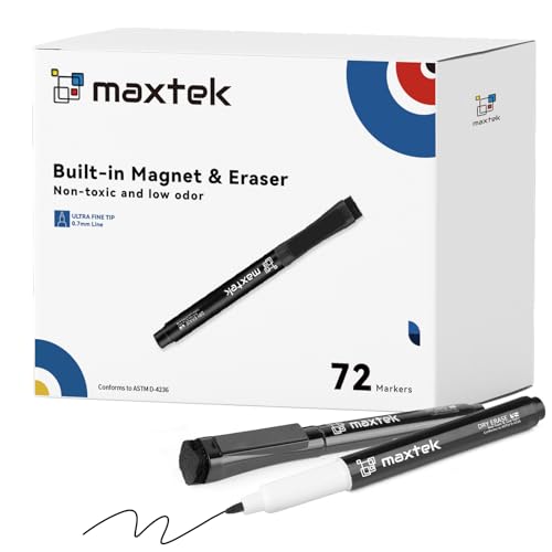 maxtek Dry Erase Markers, 72 Count, Black, Ultra Fine Tip 0.7mm