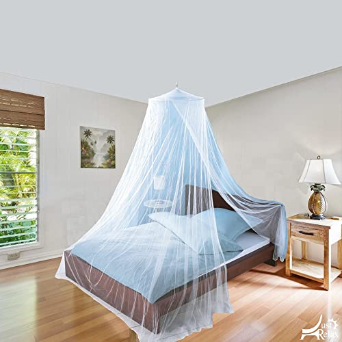 Just Relax Decorative Elegant Bed Net Canopy Set Including Full Hanging Kit, Ideal for Indoors or Outdoors, Intended for a for Covering Beds, Cribs, Hammocks (White, Queen/King)