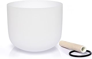 TERRITORY B Note Crown Chakra Quartz Frosted Crystal Singing Bowl 8 inch