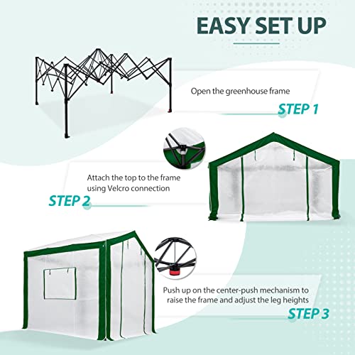 Image of EAGLE PEAK 8x8 Walk in Pop Up Greenhouse, Green /White