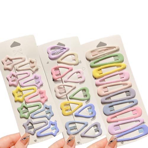 Lonimia 30 Pieces Colorful Hair Clips for Girls Star Heart Drop Shape Snap Hair Clips Perfect Hair Accessories for Toddlers Children and Women