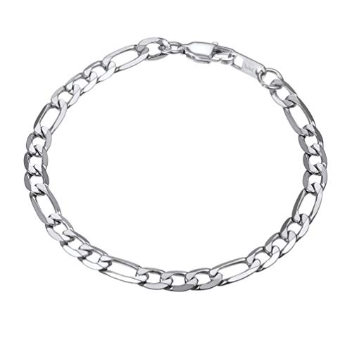 PROSTEEL Gourmette Homme Acier Inoxydable 21cm, Chaîne Bracelet à Maille Figaro 6mm, Hip Hop Wristband