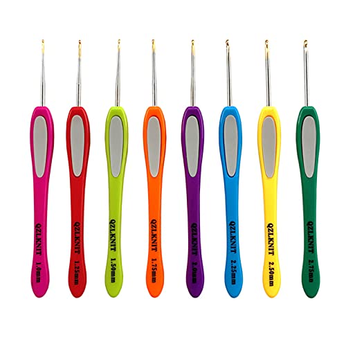 Häkelnadel Set 8-Teilig Bunt Weicher Aluminiumgriff Häkelnadeln Für Anfänger Crochet Hook Ergonomisch Häkeln Für Anfänger 1mm, 1,25 mm, 1,5 mm, 1,75 mm, 2 mm, 2,25 mm, 2,5 mm, 2,75 mm Cover