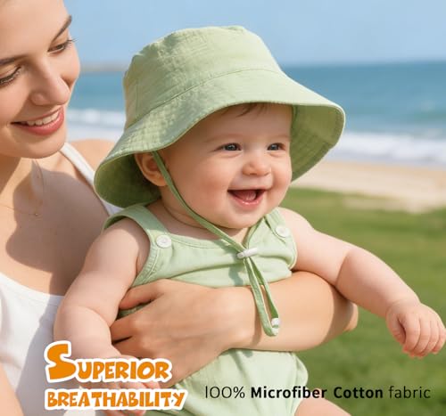 Baby Sun Hat Infant Toddler Summer Bucket Hat, Medical Cotton Yarn Sun Hats for Baby Boys Girls 6-24 Months — view 4