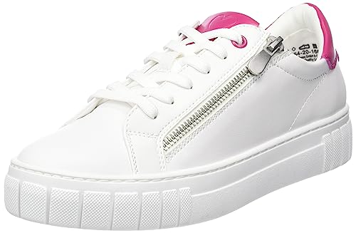MARCO TOZZI Damen Sneaker flach mit Reißverschluss Vegan, Mehrfarbig (White Pink), 39 EU