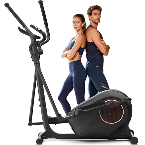ANCHEER Elliptical Machine, Elliptical Training Machines with Quiet Magnetic Drive, Elliptical Trainer for Home with 14 Resistance Levels, Pulse Rate Monitor, LCD Monitor, Max 400Lbs