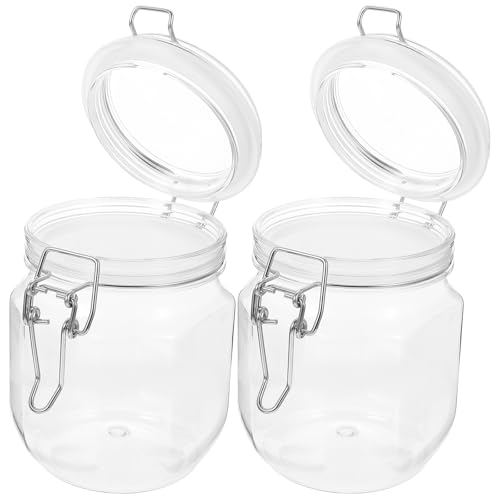 TOYANDONA 2 Pièces Lot Bocaux à Miel Plastique Transparent avec Couvercles Hermétiques Petits Pots Légers et Réutilisables pour Conservation et Rangement Facile
