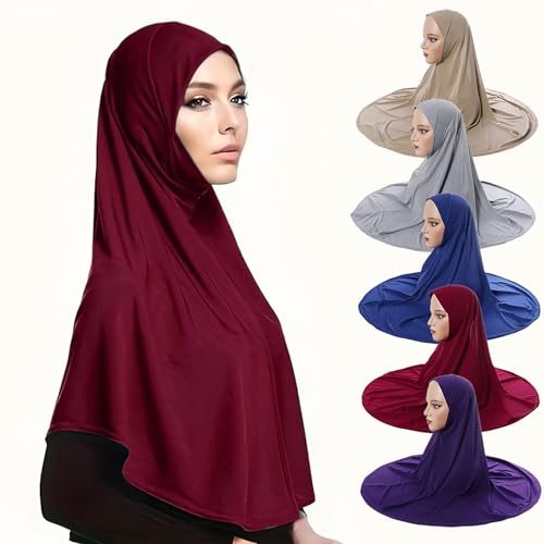 Ready To Wear Hijab For Women Instant Turban Stretch Soft Muslim Scarf For Prayer Long Hijabs Islamic Jersey Abaya4