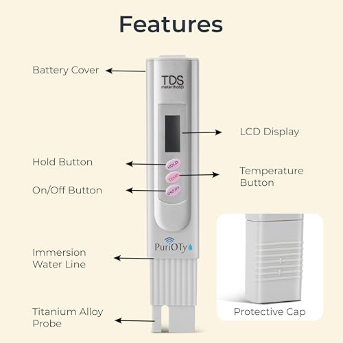 Image of Digital White TDS Meter for Water Testing | Instant TDS & Temperature Tester | Water Quality Tester for RO Water Purifier, Drinking Water, Aquarium & Hydroponics | Extra Battery Included