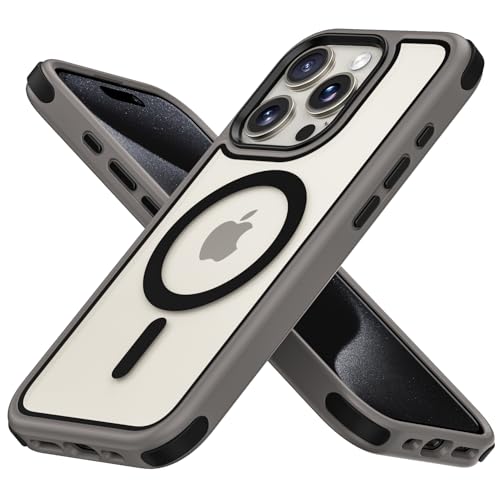 MobNano Hybrid Magnetisch Durchsichtig Hülle für iPhone 15 Pro Hülle [Kompatibel mit MagSafe] Stoßfest Bumper Transparen...