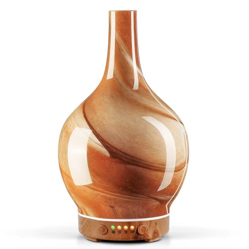 Porseme Umidificatore diffusore di aromi, 100ml Umidificatore 3D soffiato a mano Ultrasuoni silenziosi 7 LED che cambiano colore Umidificatore per ambienti Senza BPA per Yoga SPA con timer (Onda Blu)