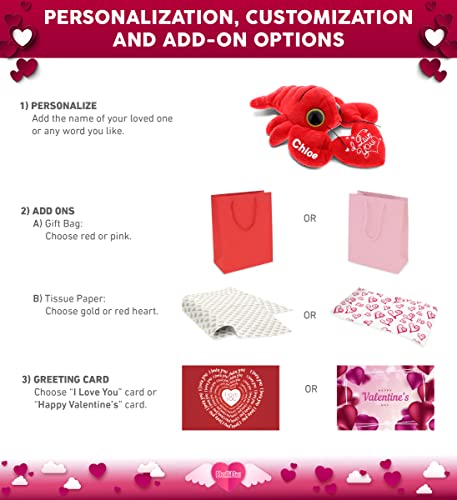 Dollibu I Love You Plush Big Eye Red Lobster – Cute Stuffed Animal With Heart Message And Name Personalization For Valentines, Anniversary, Date, Gift – 6 Inches #TOP1