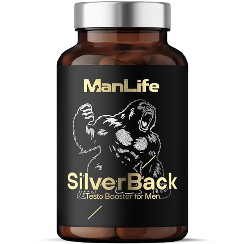 Booster Testostérone Pour Hommes | Vigueur, Énergie, Puissance, Force, Endurance, | Complexe Avec Acide D-Aspartique DAA Fenugrec Maca Tribulus Ashwagandha | SilverBack ManLife 120 Capsules Végétal