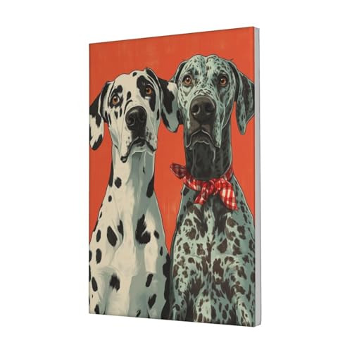 Póster de pared de retrato de 2 perros, cuadro vintage enmarcado de 30x45 cm