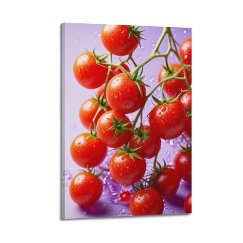 Décoration murale tomates cerises fruitées toile artistique 50x75