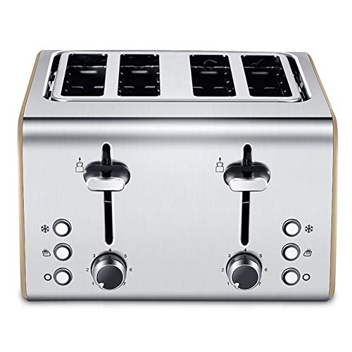YYBF Toaster Langschlitz 4 Scheiben, Rostfreier Stahl Gehäuse, 7 einstellbare Bräunungsstufe + Auftau, herausziehbare…