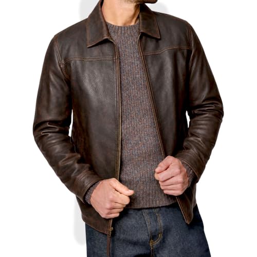 Image of Isaac & David Chicago Men's New Black /Brown Lambskin Leather Classic Open Bottom Jacket Motorcycle Vintage Racing Jacket