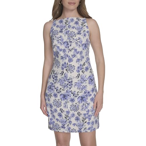 Image of Tommy Hilfiger Women's Sleeveless Square High Neck Shift Mini Dress