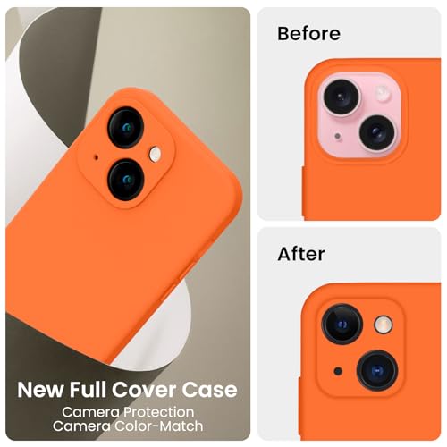 Image of FireNova Designed for iPhone 15 Case, Silicone Upgraded [Camera Protection] Phone Case, Soft Anti-Scratch Microfiber Lining Inside, 6.1 inch, Neon Orange