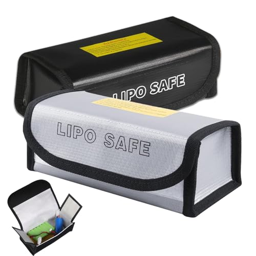 KUBDPQOR 2 Pezzi Borsa Della Batteria Lgnifugo Lipo Safe Bag Lipo Batteria Safe Bag Sacchetto a Prova di Esplosione Lgnifugo Protezione Antincendio Contro l'esplosione Della Batteria(18.5*7.5*6cm)