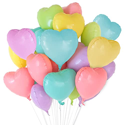 30 Pcs Pastel Colorful Heart Balloons 18in Rainbow Heart Shaped 18 Inch Balloons Helium Mylar Balloons Foil Balloon Baby Shower Decoration for Valentine's Day Birthday Bridal Bachelorette Party by Fezava - Used condition - US$8.90