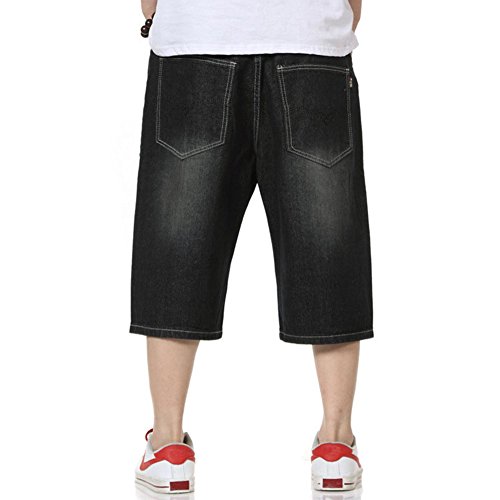 Qbo Men's Hip Hop Embroidery Baggy Jeans Denim Shorts-38 #TOP1