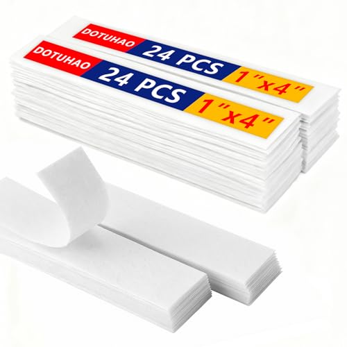 Image of 24 Sets White Hook Tape with Adhesive, 1'' X 4'' Hook and Loop Tape, Tapes with Adhesives for Fabric (White, 24 Sets)