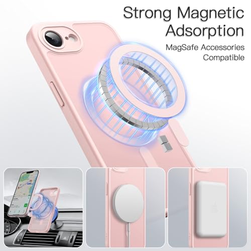 Image of JETech Magnetic Cover Case for iPhone 17e (2026) / iPhone 16e Compatible with MagSafe, Translucent Matte Back Slim Shockproof Phone Cover, 6.1-Inch Display (Soft Pink)