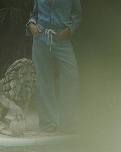 Women Wide Leg Jeans High Rise Drawstring Denim Pants Loose Boyfriend Baggy Trouser Jeans Blue4