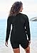 Swimsuits For All Swim 365 Women's Plus Size Chlorine Resistant Long-Sleeve Colorblock Swim Tee - 26, Black