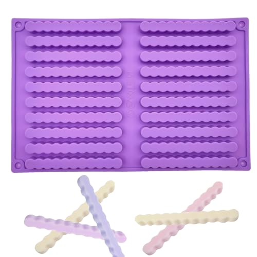 Fleymu Silikon Backmatte Riegel, Knabberstangen, Silikon-Keksform Backmatte, Kekse Sticks Hundeleckerli Formen, Kaustangen als Hundekeks, Backform Müsli Riegel, Snack für Mensch und Tier(Lila)