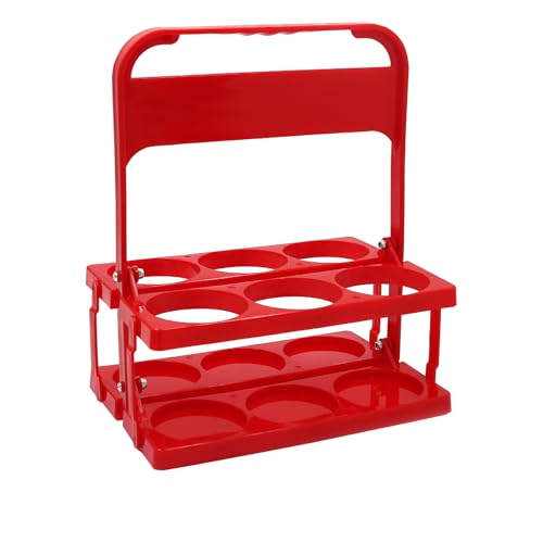YESAH Porte Bouteille Pliable,Pliable Plastique Durable avec Poignée pour 6 Bouteilles,Rouge,26x18x31cm,Caisse à Boissons Portable pour Bouteilles de...
