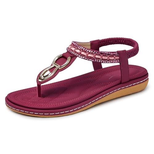 Image of SHIBEVER Flat Sandals for Women Dressy: Comfortable Thong Slip On Sandal