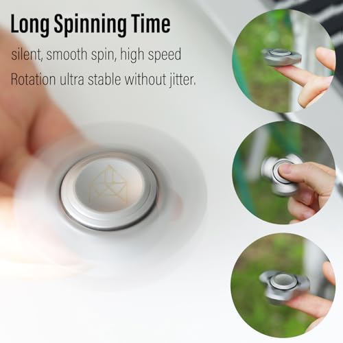 Image of FREELOVE Premium Metal Fidget Spinner for Adults, Stainless Steel Heavy Silent Spinner with Precision Bearing, Small Office Desk Toy & EDC for Stress Relief Focus ADHD, Titanium Alloy