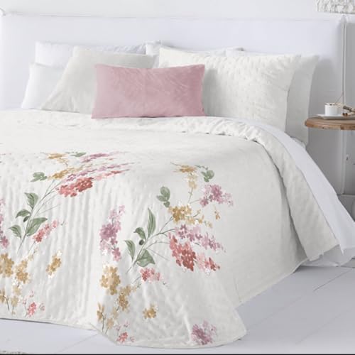 Fundeco Leya Couvre-lit boutis réversible pour printemps été (lit 150/160 cm (250 x 270 cm)