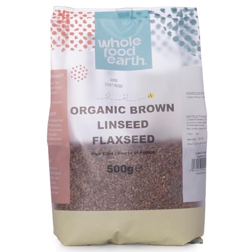 Wholefood Earth Organic Brown Linseed/Flaxseed 500g | Raw | GMO Free | Vegan | High Fibre | Source of Protein | Certified Organic
