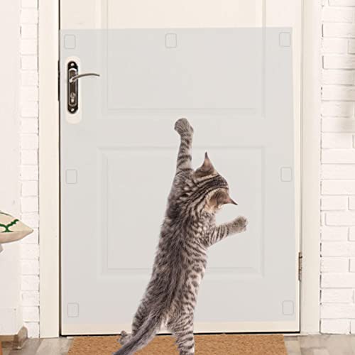 Protector de puerta para mascotas transparente resistente a arañazos de gatos 8