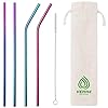 VEHHE Metalen Rietje Rietjes Drinken Herbruikbare Rietjes 4 Set -10.5″ Ultra Lange Regenboog Kleurreinigingsborstel voor 20/30 Oz voor Yeti RTIC SIC Ozark Trail Tumblers (4 Stel)